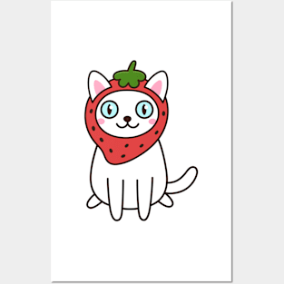 Strawberry cute cat Posters and Art